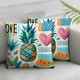 Ulloord Summer Fruits Theme Pillow Covers Colorful Rustic Pineapple Botanical Soft Throw Pillow Covers for RV Party Fruits Love Heart Print Cushion Covers for Living Room Couch Decor