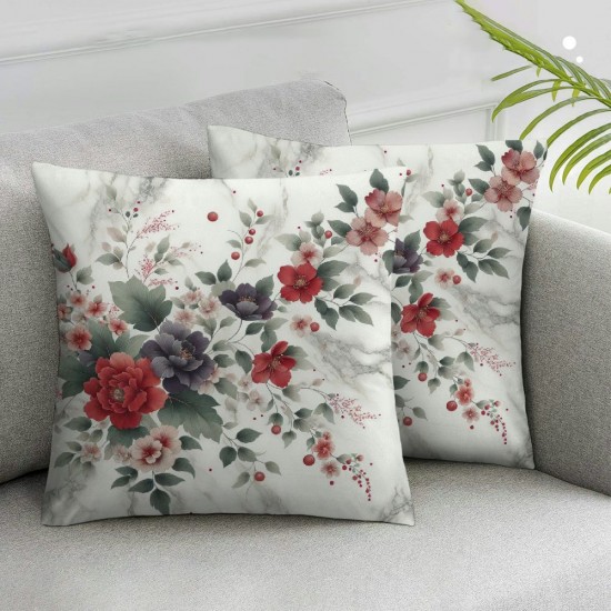 Ulloord Watercolor Flowers Pillow Covers for Couch Sofa,Retro Farmhouse Style Garden Floral Pillow Cases Cushion Covers  for Kids Adults,Luxury Rose Gold Sequin Print Square Cushion Cases