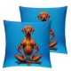 Ulloord Throw Pillow Cover Square  Double Print Hungarian Vizsla Dog Full Body Studio Lying Down Camera Pastel Blue Cute Cushion Case Office Sofa Hidden Zipper Polyester Pillowcase