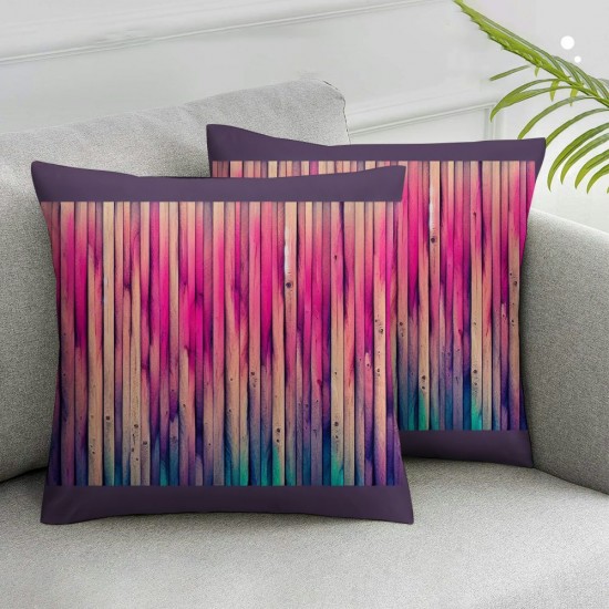 Ulloord Throw Pillow Covers Colored Wooden Cushion Cases Home Office Sofa Hidden Zipper Pillowcase Square Two Sides Printed