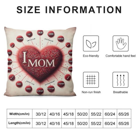 Ulloord .Best Mom in The World Flannel Throw Pillow Case Cushion Cover Couch Decorative Square