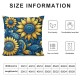 Ulloord Sunflower Throw Pillow Covers Floral Spring Country Blue Yellow Soft Velvet Fabric Washable Living Room Bedroom Dorm Indoor Cushion Cover Square
