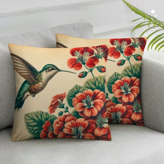 Ulloord Throw Pillow Covers Bird Floral Leaf Animal Natural Retro Beige Soft Washable Home Decorative Living Room Bedroom Couch Sofa Cushion Cover