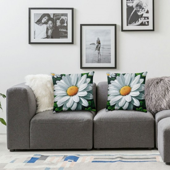 Ulloord Spring Daisy Pillow Covers , Decorative Throw Pillow Case Gray Buffalo Plaids Cushion Case for Couch Home Outdoor Sofa Decoration